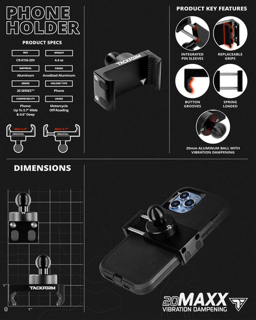 BLACK 20MAXX HIGH SPRING TENSION MOTORCYCLE CRADLE FOR IPHONE